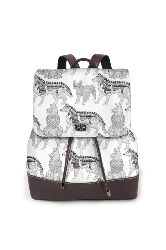 Logiee German Shepherd Dog Print Backpack Purse for Women,Fashion Leather Backpack Purse,Women's Leather Backpack for Work College Travel