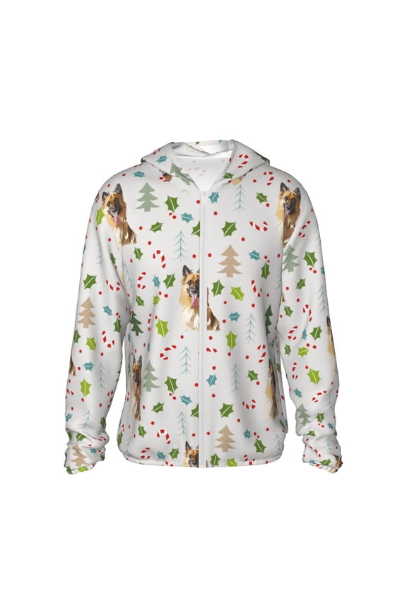 German Shepherd Dog Print Men's Women Light Jacket Full Zip Sun Protection Hoodie Long Sleeve Sun Shirts for Men Hiking Fishing Zip Pockets-XX-Large