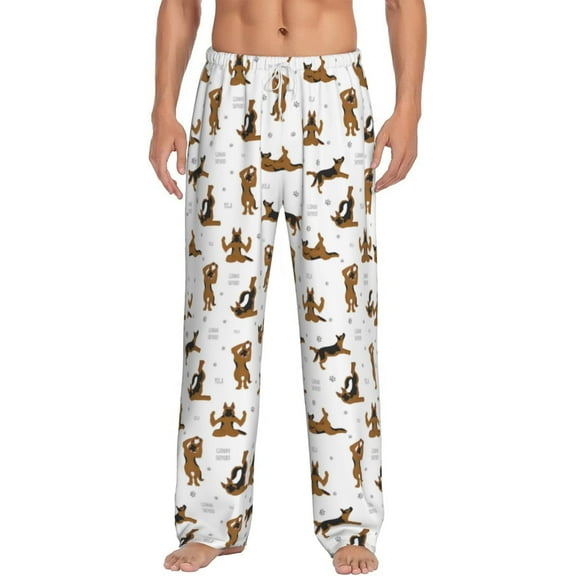 Logiee German Shepherd Dog Print Pajama Pants for Men,Men’s Pajama Bottoms,Mens PJ Pants with Pockets & Button Fly-Large