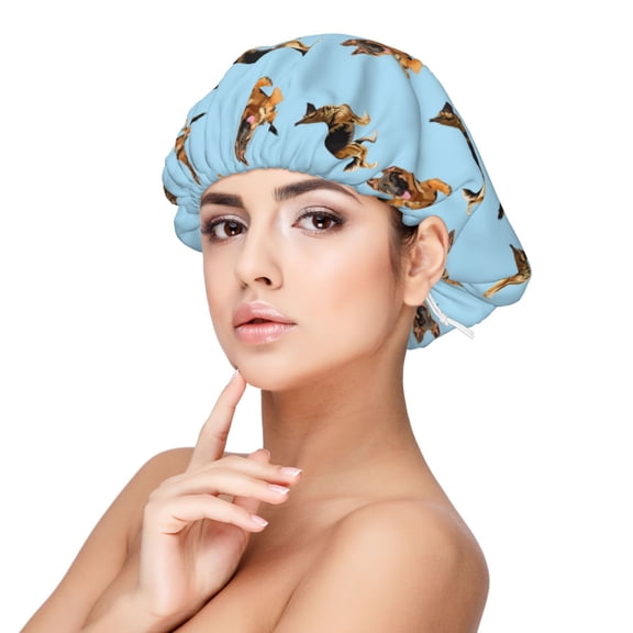 Logiee German Shepherd Dog Print Silk Bonnet Satin Bonnet for Sleeping Women and Men,Double Layer Hair Bonnet for Curly Braids Hair