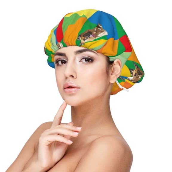 Logiee German Shepherd Dog Print Silk Bonnet Satin Bonnet for Sleeping Women and Men,Double Layer Hair Bonnet for Curly Braids Hair