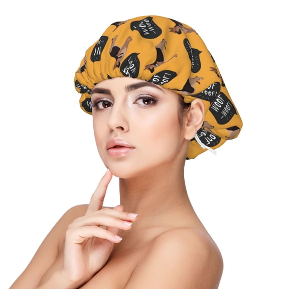 Logiee German Shepherd Woof Print Silk Bonnet Satin Bonnet for Sleeping Women and Men,Double Layer Hair Bonnet for Curly Braids Hair