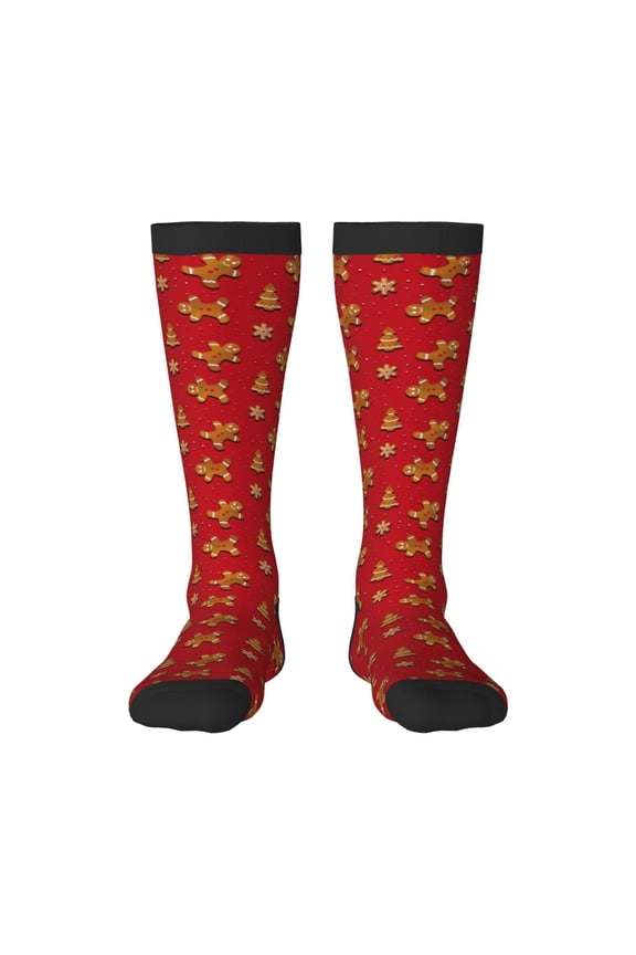 Gingerbread Man Print Gift Stocking Stuffers,Adult Stockings,Novelty Socks,Funny Socks Birthday Running Walking Sleeping