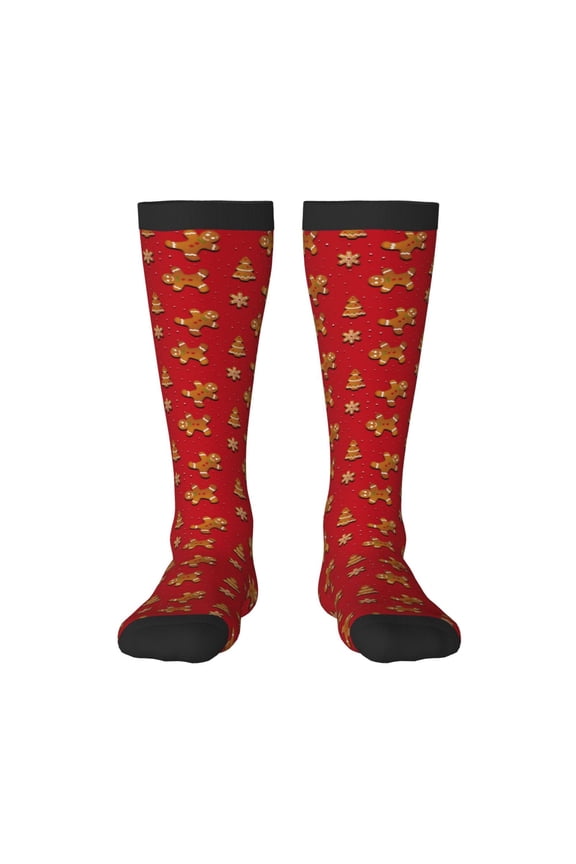 Gingerbread Man Print Gift Stocking Stuffers,Adult Stockings,Novelty Socks,Funny Socks Birthday Running Walking Sleeping