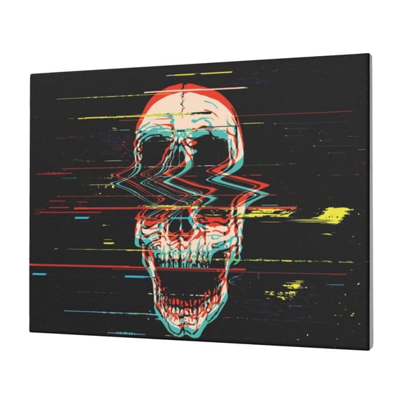 Logiee Glitch Screaming Skull Print Canvas Wall Art,Canvas Picture Prints with Frame, Wall Art Decorative,Canvas Decorative,Suitable for Living Room Bedroom Office Room 30x40