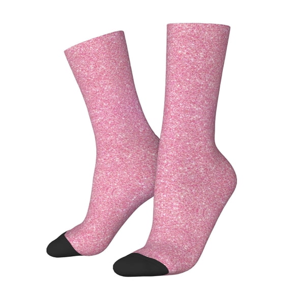 Logiee Glitter Pink Print Adult Socks for Men & Women,Calf Socks, Ankle Socks,Boots Socks,Breathable Casual Sock,Unisex Crew Socks