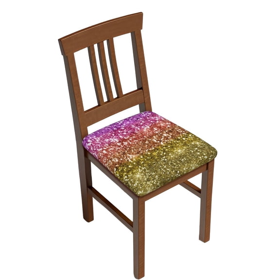 Logiee Glitter Rainbow Print Square Chair Seat Covers, Stretch Chair Seat Covers,Seat Chair Slipcover, Non-Slip Chair Slipcover,Furniture Protector for Indoor and Outdoor-Two Pieces