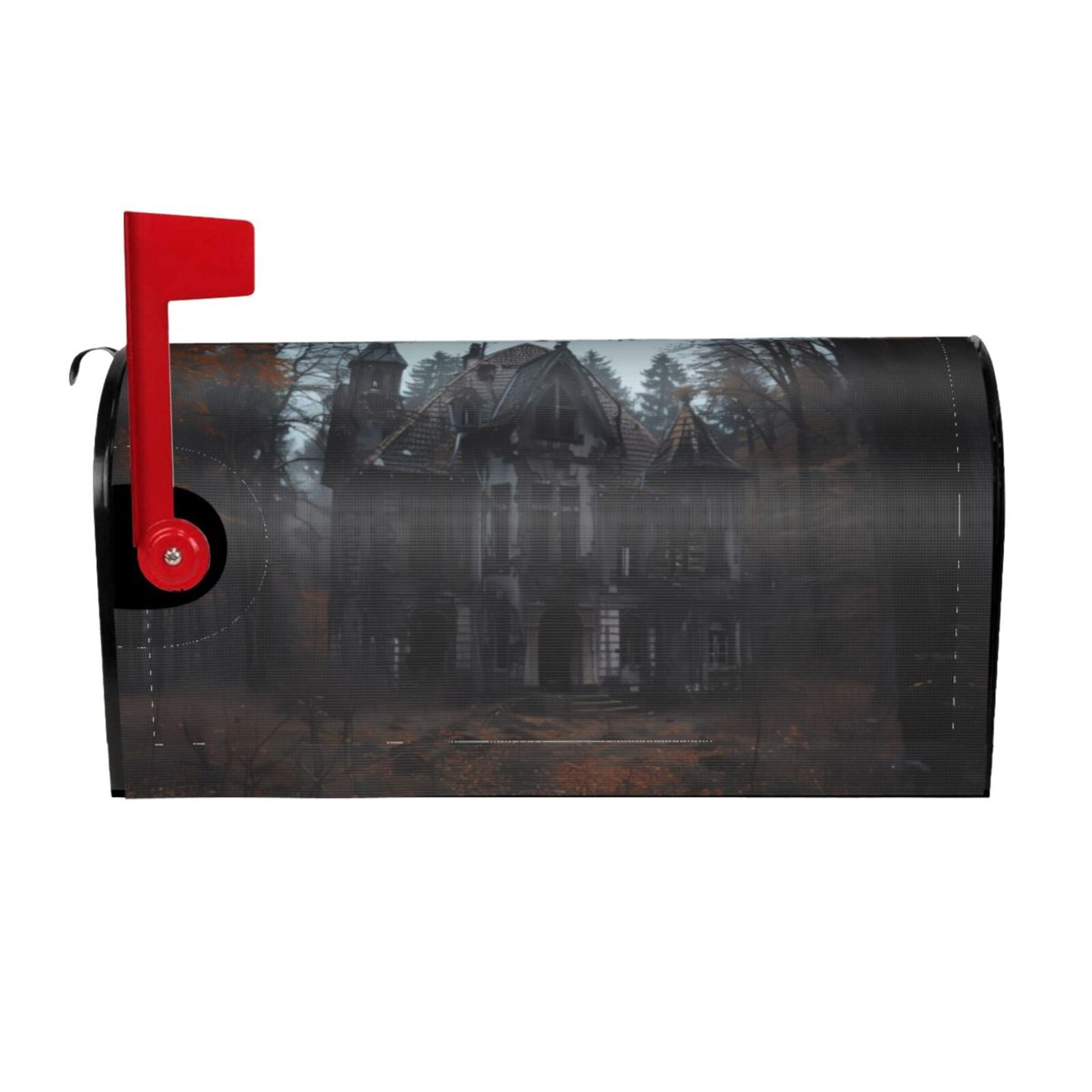 Logiee Gloomy Mansion Forest Scene Print Post Letter Box Wrap Decor, Mailbox Cover Suitable for Standard Mailbox and Large Size Mailbox,Outdoor Yard Decoration-21x18 in