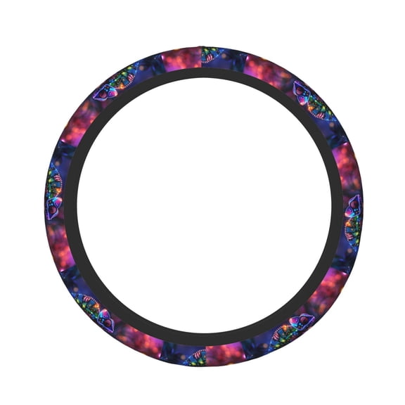 Logiee Glowing Chameleon Fantasy Art Print Breathable Elastic Steering Wheel Cover, Non-Slip Stretch Steering Wheel Protector,Universal 15 Inch Fit Auto, Suvs, Truck
