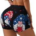 thumbnail image 1 of Logiee Gnome Independence Day Print Women's Biker Shorts,Workout Gym Shorts,Scrunch Shorts,Tummy Control Hidden Scrunch Running Yoga Shorts-Large, 1 of 8