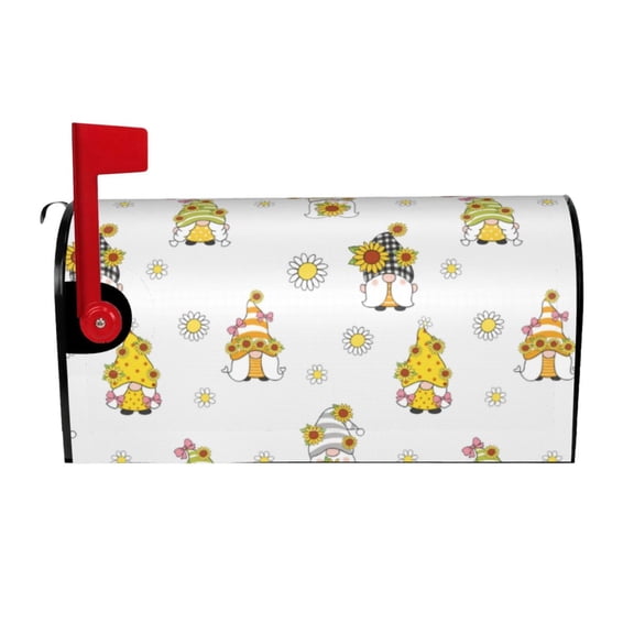 Logiee Gnome With Sunflower Print Post Letter Box Wrap Decor, Mailbox Cover Suitable for Standard Mailbox and Large Size Mailbox,Outdoor Yard Decoration-21x18 in