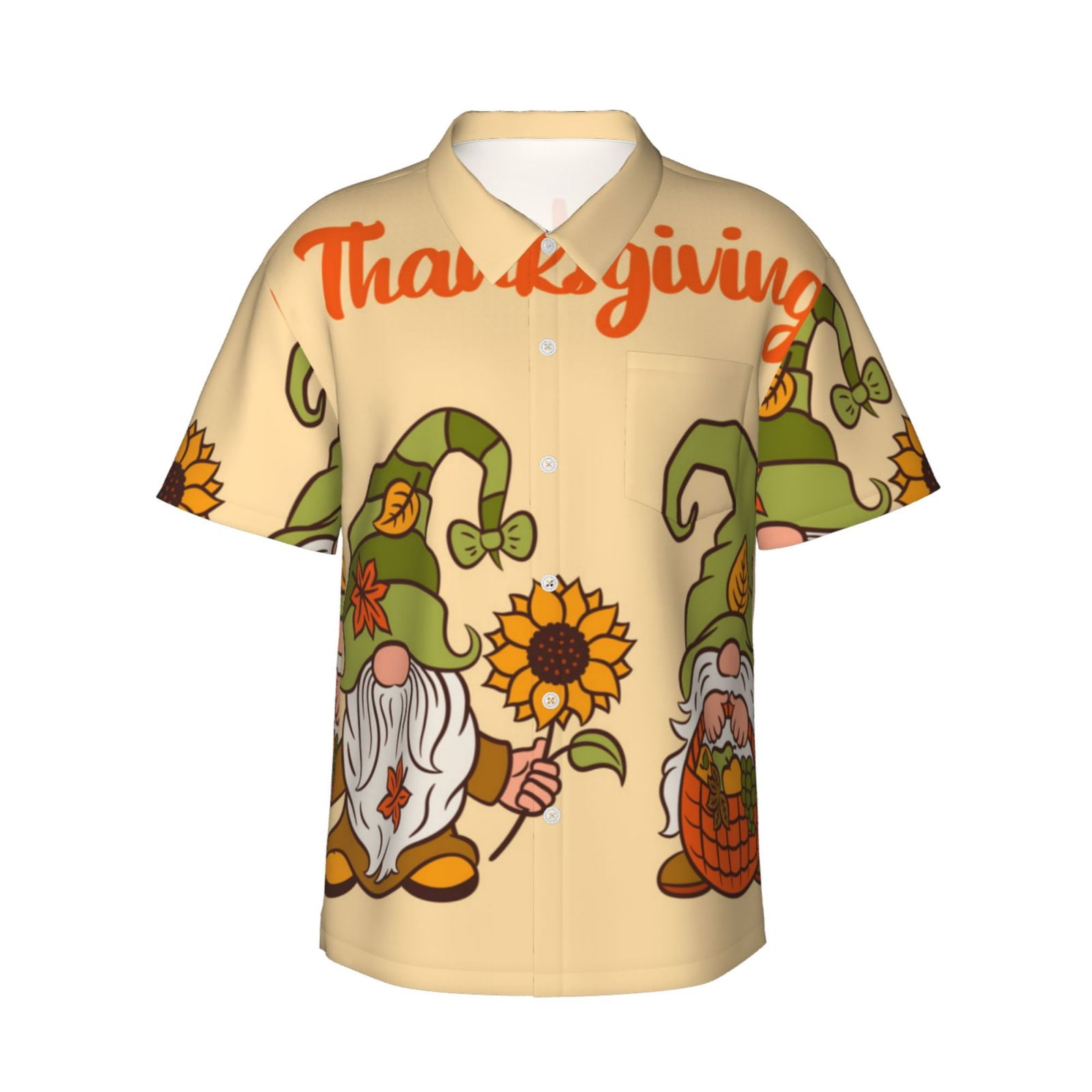 Men's Christmas Gnomes Hawaiian Shirt - Short Sleeve Button Down Aloha Shirt, Quick-Dry Casual Vacation Shirt