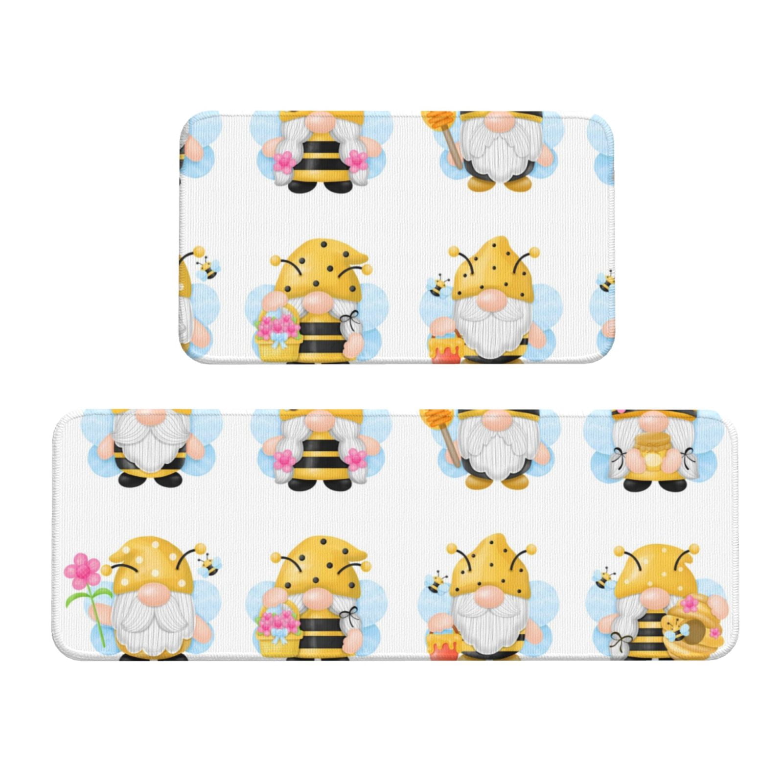 Bee Kitchen Rug Logiee Gnomes Honey Bee Print Kitchen Mats for Floor Sets of 2 ...