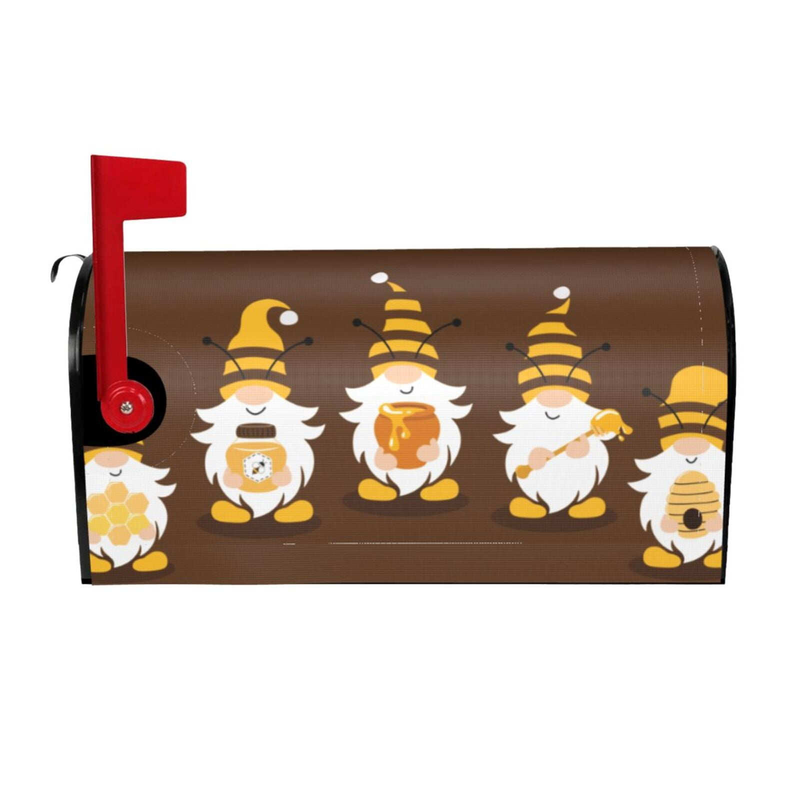 Logiee Gnomes With Honey Print Post Letter Box Wrap Decor, Mailbox Cover Suitable for Standard Mailbox and Large Size Mailbox,Outdoor Yard Decoration-25.5x21 in