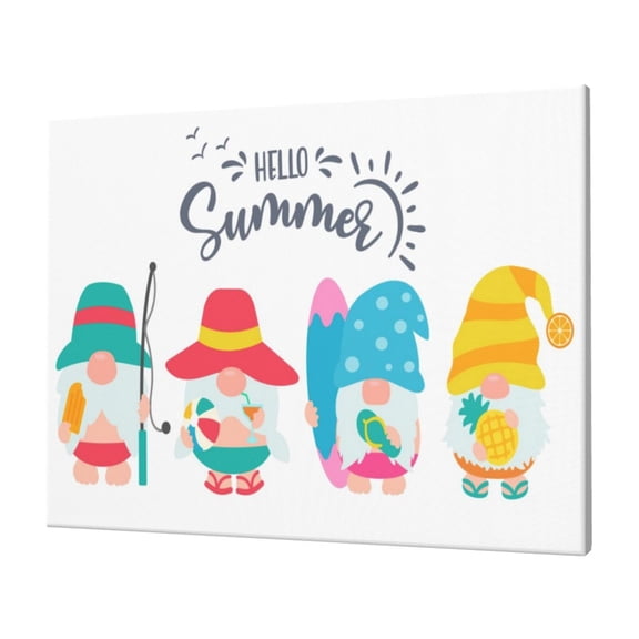 Logiee Gnomes Summer Print Canvas Wall Art,Canvas Picture Prints with Frame, Wall Art Decorative,Canvas Decorative,Suitable for Living Room Bedroom Office Room 30x40