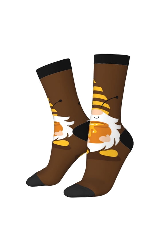 Gnomes With Honey Print Adult Socks for Men & Women,Calf Socks, Ankle Socks,Boots Socks,Breathable Casual Sock,Unisex Crew Socks
