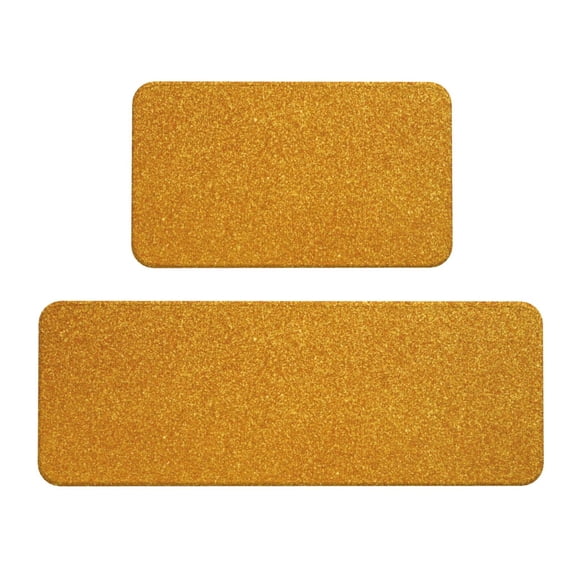 Logiee Gold Glitter Print Kitchen Mats for Floor Sets of 2,Waterproof Kitchen Rugs,Non Slip Comfort Standing Mat Rug for Home,Runner,Sink,Office,Laundry