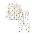 thumbnail image 1 of Logiee Gold Rabbit Print Womens Pajamas Set,Long Sleeve Sleepwear,Button Down Lounge Set 2 Pieces,Soft Nightwear Pjs Set-Small, 1 of 7