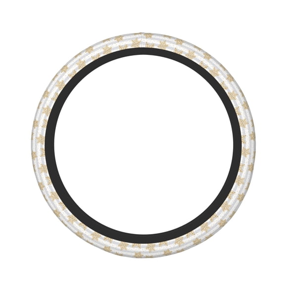 Logiee Gold Snowflake Print Breathable Elastic Steering Wheel Cover, Non-Slip Stretch Steering Wheel Protector,Universal 15 Inch Fit Auto, Suvs, Truck