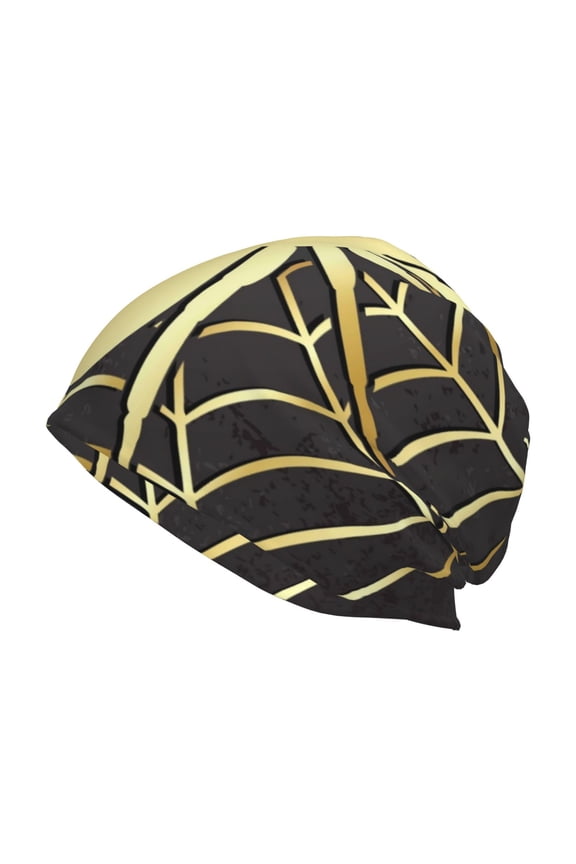 Gold Spider On The Web Print Unisex Knit Beanie for Men Women Winter Hat,Beanies Skull Caps