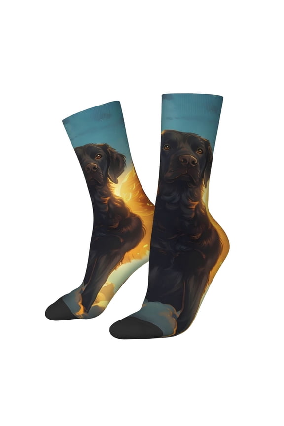 Golden Cloud Winged Dog Print Adult Socks for Men & Women,Calf Socks, Ankle Socks,Boots Socks,Breathable Casual Sock,Unisex Crew Socks