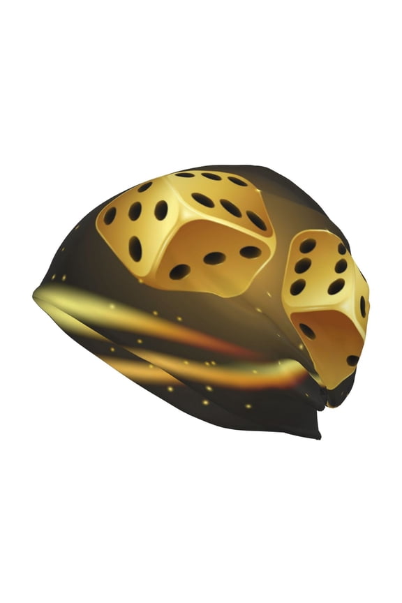 Golden Dice Print Unisex Knit Beanie for Men Women Winter Hat,Beanies Skull Caps
