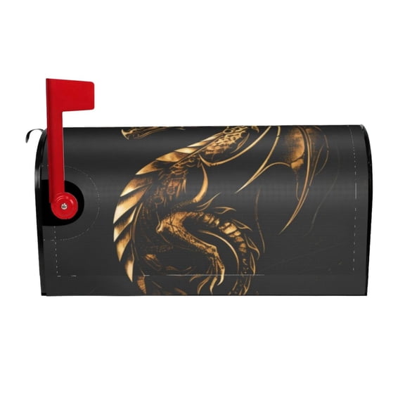 Logiee Golden Dragon Tattoo Art Print Post Letter Box Wrap Decor, Mailbox Cover Suitable for Standard Mailbox and Large Size Mailbox,Outdoor Yard Decoration-25.5x21 in