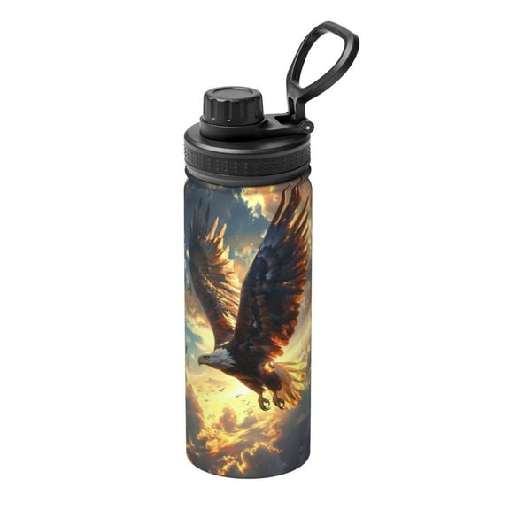 Logiee Golden Sky Bald Eagle Print Water Bottle,18oz Sports Insulated Kettle for Cycling Gym Basketball Outdoor, Suitable as a Present