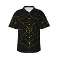 thumbnail image 1 of Logiee Golden Spider Web Print Mens Hawaiian Shirts,Loose-Fit Short Sleeve Button Down Tropical Aloha Beach Shirt,Summer Vacation Wedding Tops,XX-Large, 1 of 7