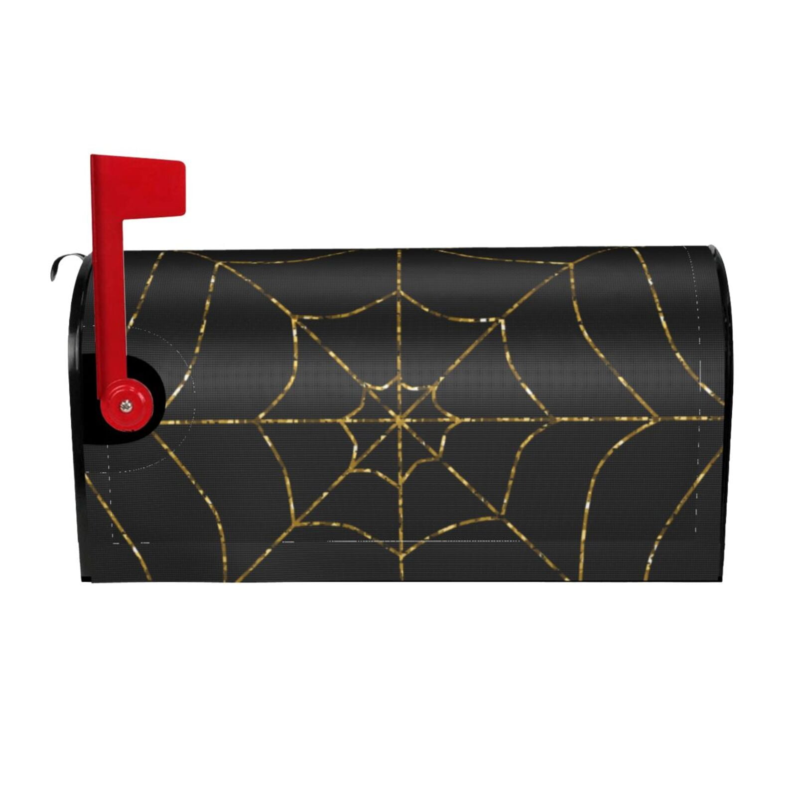 Logiee Golden Spider Web Print Post Letter Box Wrap Decor, Mailbox Cover Suitable for Standard Mailbox and Large Size Mailbox,Outdoor Yard Decoration-25.5x21 in