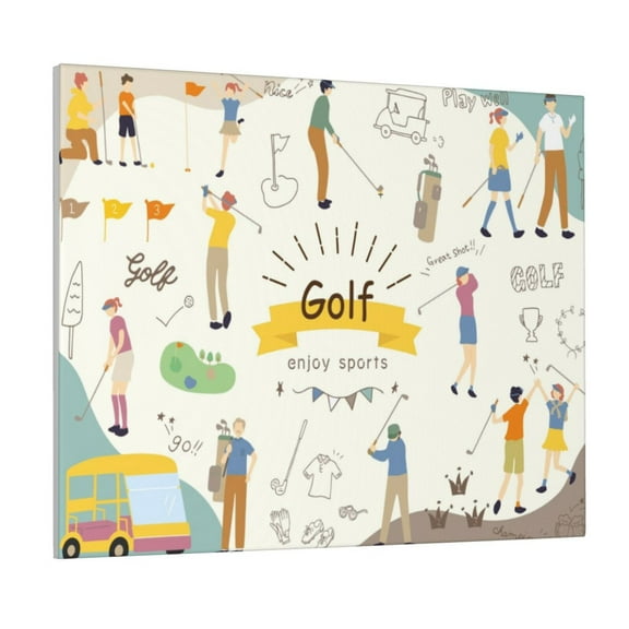 Logiee Golf Icons And Golfer Print Canvas Wall Art ,Art Poster,Canvas Decorative Picture,Decor Wall Pictures for Living Room Bedroom Bathroom,Ready to Hang