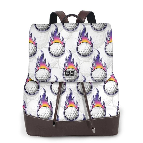 Logiee Golf balls Print Backpack Purse for Women,Fashion Leather Backpack Purse,Women's Leather Backpack for Work College Travel