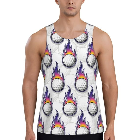 Logiee Golf balls Print Men's Workout Tank Top,Quick Dry Workout Tank Top,Gym Muscle Tee,Fitness Bodybuilding Sleeveless T Shirt-3X-Large