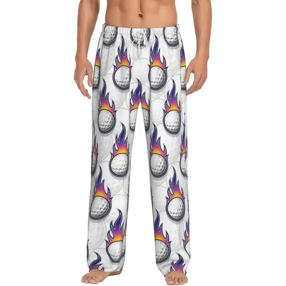 Logiee Golf balls Print Pajama Pants for Men,Men’s Pajama Bottoms,Mens PJ Pants with Pockets & Button Fly-Large