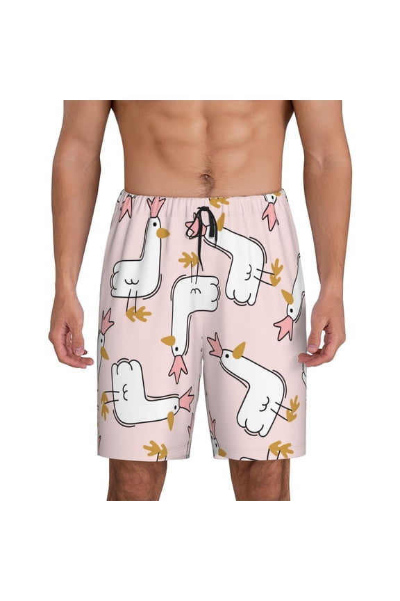 Goose Queen Print Men's Pajama Shorts with Drawstring & Pockets,Sleep Shorts for Men,Sleepwear Bottoms,Elastic Waistband Loungewear-Large