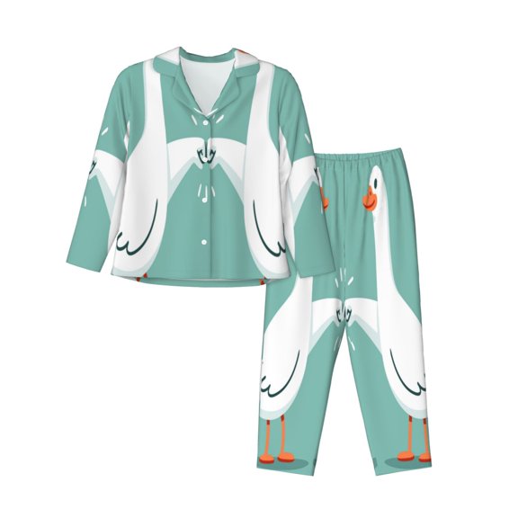 Logiee Goosebumps Print Womens Pajamas Set,Long Sleeve Sleepwear,Button Down Lounge Set 2 Pieces,Soft Nightwear Pjs Set-Small