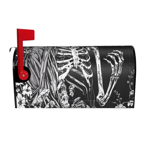 Logiee Gothic Skull Floral Art Print Post Letter Box Wrap Decor, Mailbox Cover Suitable for Standard Mailbox and Large Size Mailbox,Outdoor Yard Decoration-21x18 in