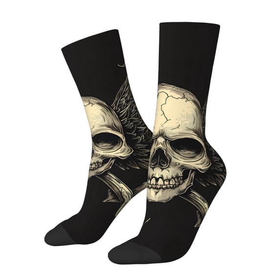 Logiee Gothic Winged Skull Print Adult Socks for Men & Women,Calf Socks, Ankle Socks,Boots Socks,Breathable Casual Sock,Unisex Crew Socks