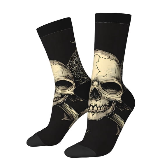 Logiee Gothic Winged Skull Print Adult Socks for Men & Women,Calf Socks, Ankle Socks,Boots Socks,Breathable Casual Sock,Unisex Crew Socks
