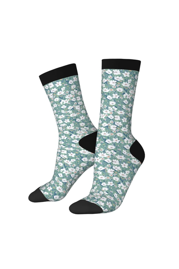 Gouache Flowers Print Adult Socks for Men & Women,Calf Socks, Ankle Socks,Boots Socks,Breathable Casual Sock,Unisex Crew Socks