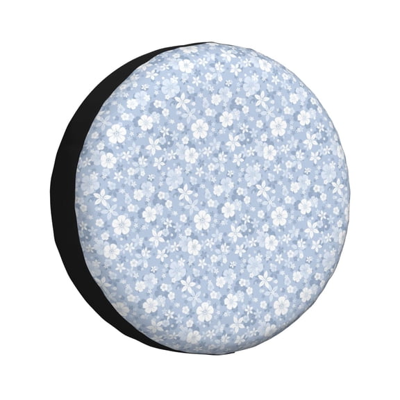 Logiee Gray White Floral Print Spare Tire Cover, Universal Wheel Protectors,Waterproof Dust-Proof UV Sun Wheel Tire Cover,Fit for SUV, RV, Travel Trailer, Truck-17 inch