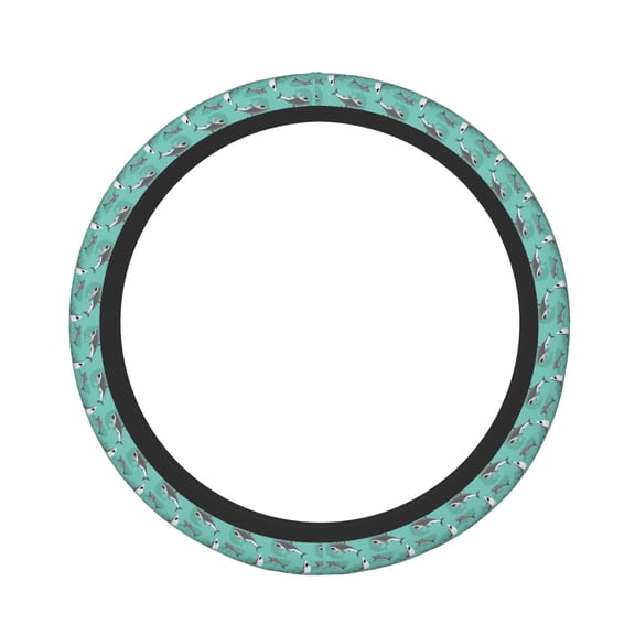 Logiee Great White Shark Print Breathable Elastic Steering Wheel Cover, Non-Slip Stretch Steering Wheel Protector,Universal 15 Inch Fit Auto, Suvs, Truck