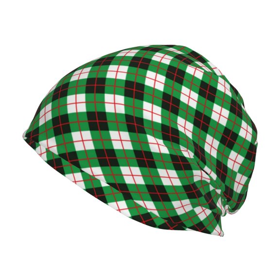 Logiee Green Argyle Plaid Print Unisex Knit Beanie for Men Women Winter Hat,Beanies Skull Caps