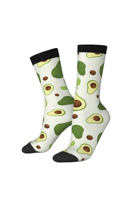 Green Avocado Print Adult Socks for Men & Women,Calf Socks, Ankle Socks,Boots Socks,Breathable Casual Sock,Unisex Crew Socks