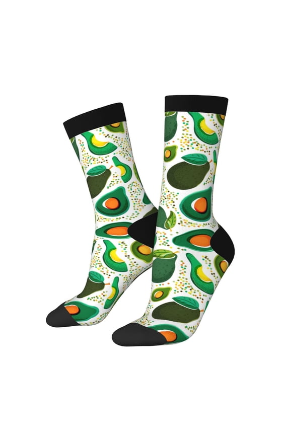 Green Avocado Print Adult Socks for Men & Women,Calf Socks, Ankle Socks,Boots Socks,Breathable Casual Sock,Unisex Crew Socks