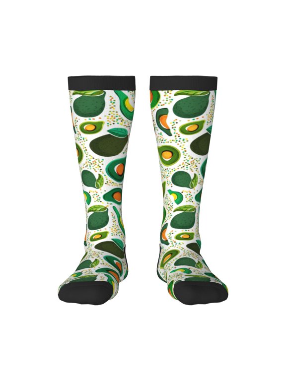 Green Avocado Print Gift Stocking Stuffers,Adult Stockings,Novelty Socks,Funny Socks Birthday Running Walking Sleeping