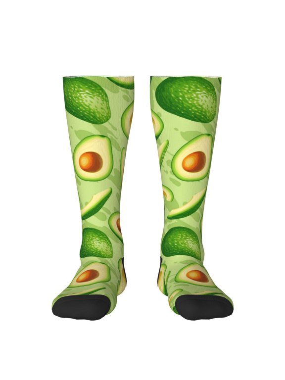 Green Avocado Print Gift Stocking Stuffers,Adult Stockings,Novelty Socks,Funny Socks Birthday Running Walking Sleeping