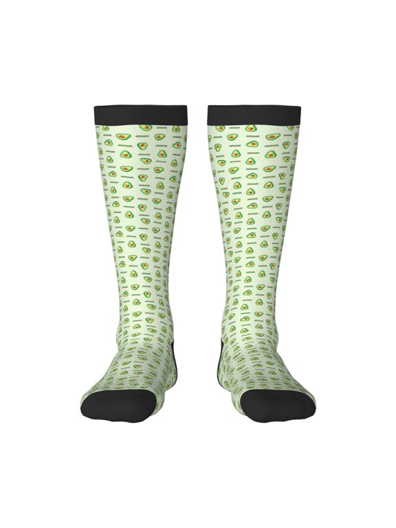 Green Avocado Print Gift Stocking Stuffers,Adult Stockings,Novelty Socks,Funny Socks Birthday Running Walking Sleeping