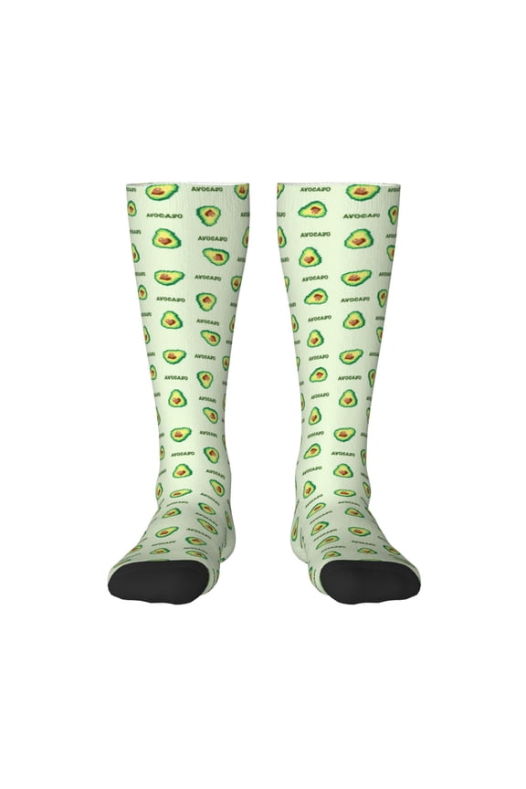 Green Avocado Print Gift Stocking Stuffers,Adult Stockings,Novelty Socks,Funny Socks Birthday Running Walking Sleeping