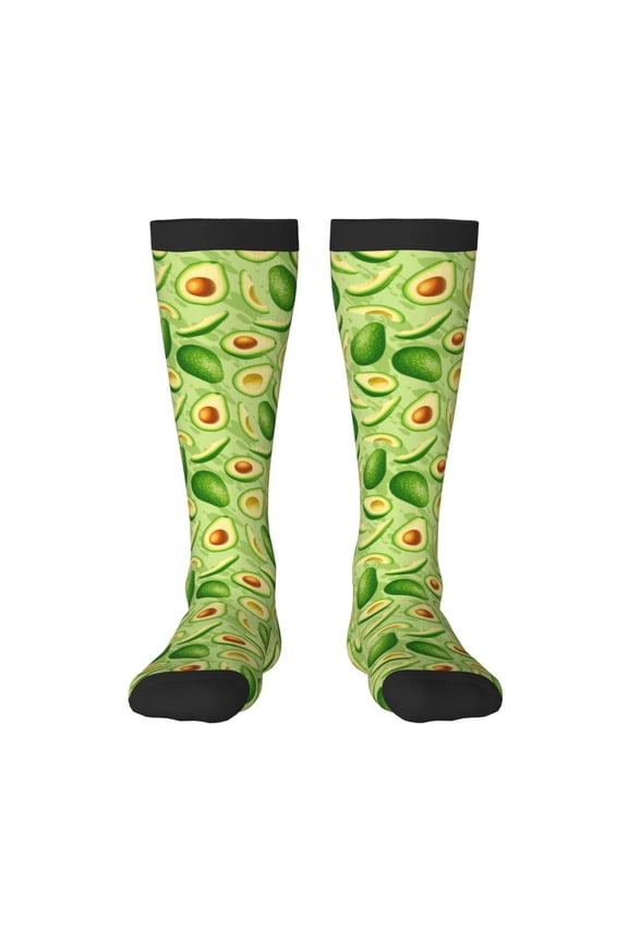 Green Avocado Print Gift Stocking Stuffers,Adult Stockings,Novelty Socks,Funny Socks Birthday Running Walking Sleeping